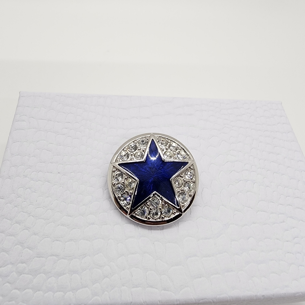 Swarovski Crystals Signed Sliver Blue Star  Pendant Brooch